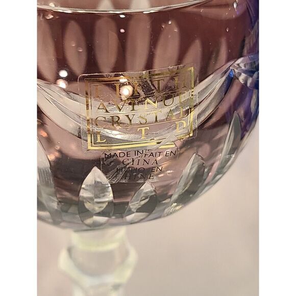 FIFTH AVENUE PRINCESS Set of 4 Cut-To-Clear Wine Goblets Green-Purple-Blue-Red - Picture 8 of 16